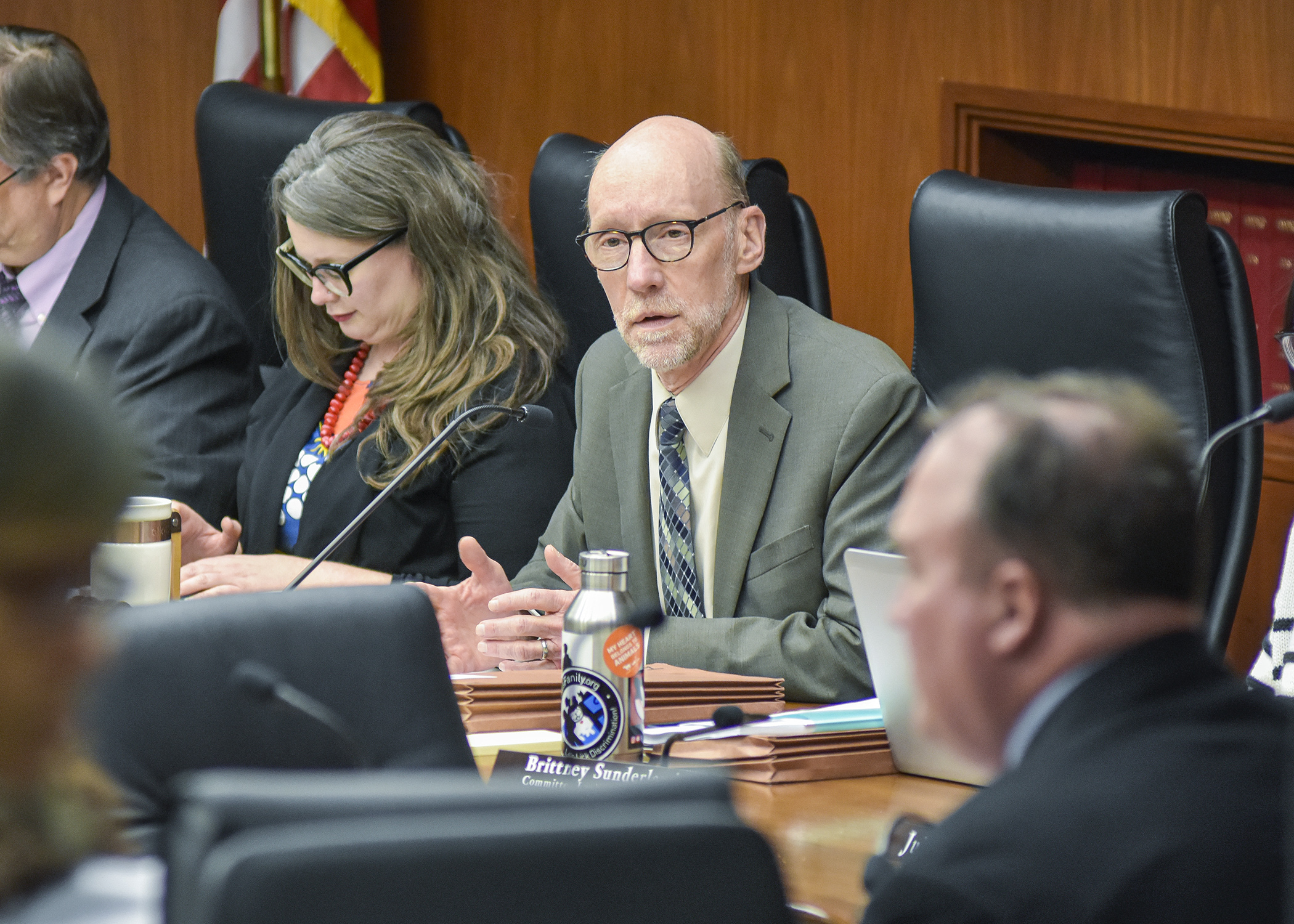 Rep. Jim Davnie, chair of the House Education Finance Division, comments during a May 22 informational hearing on the omnibus education bill that will be taken up during the special session. Photo by Andrew VonBank